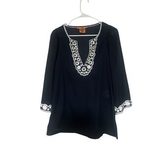 Tory Burch Midnight Blue Tunic with White Detailing